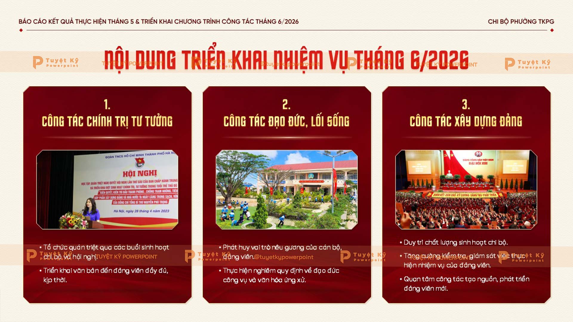 Nội dung triển khai nhiệm vụ tháng