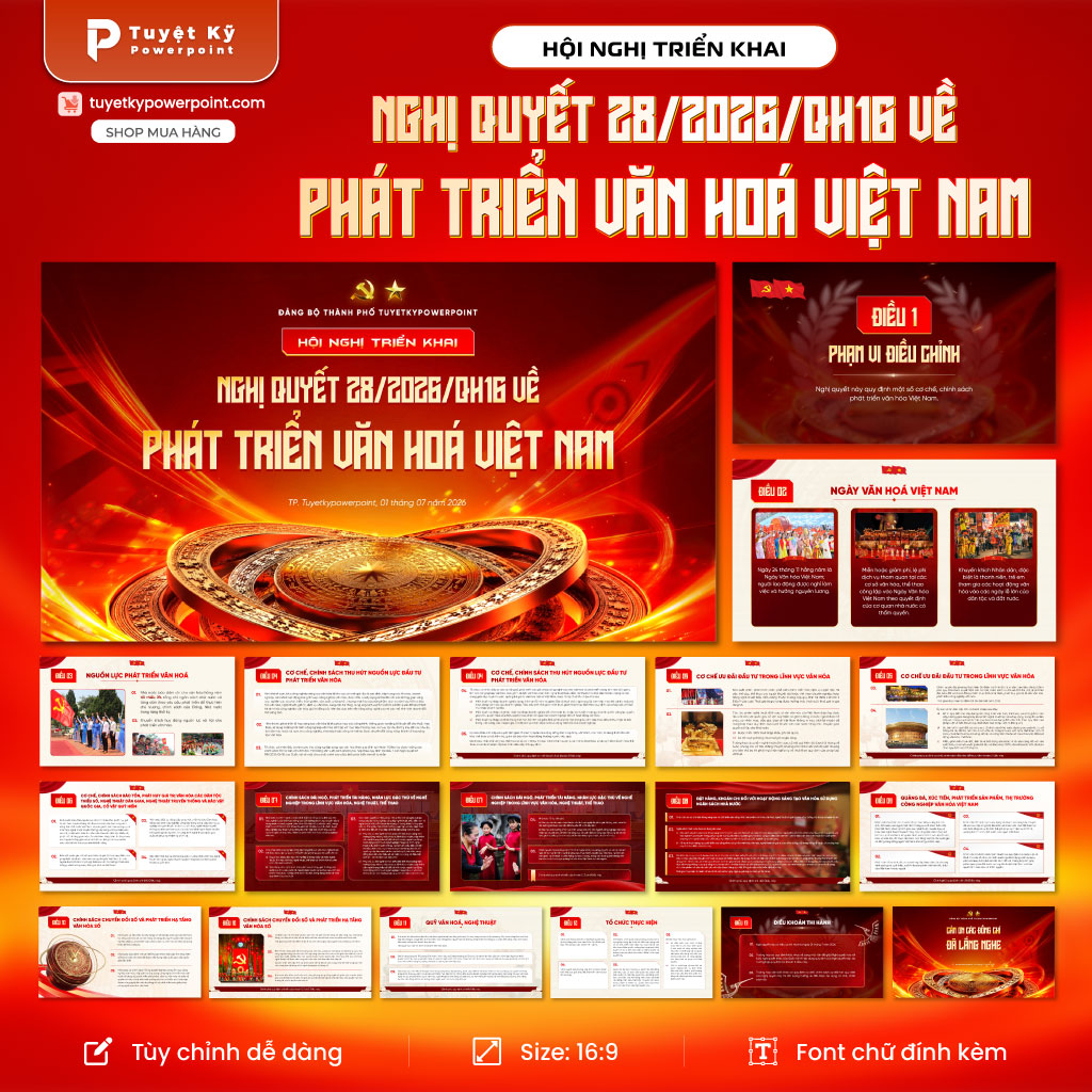 Mẫu slide powerpoint nghị quyết 28 về phát triển văn hóa Việt Nam