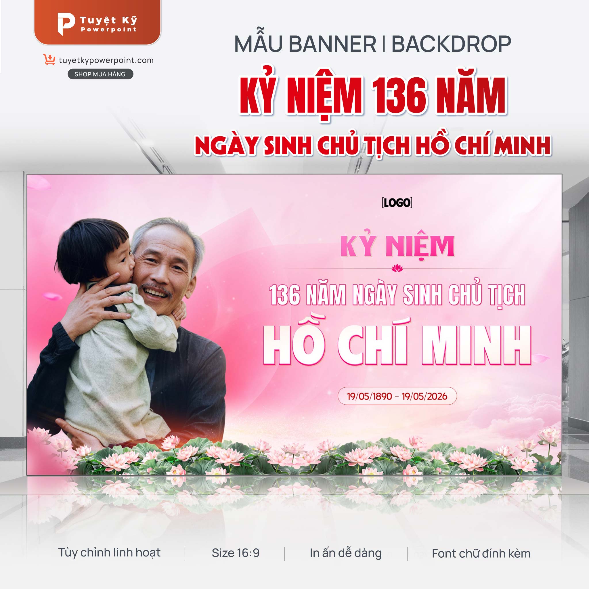 Thumbnail backdrop kỷ niệm 136 năm ngày sinh chủ tịch Hồ Chí Minh