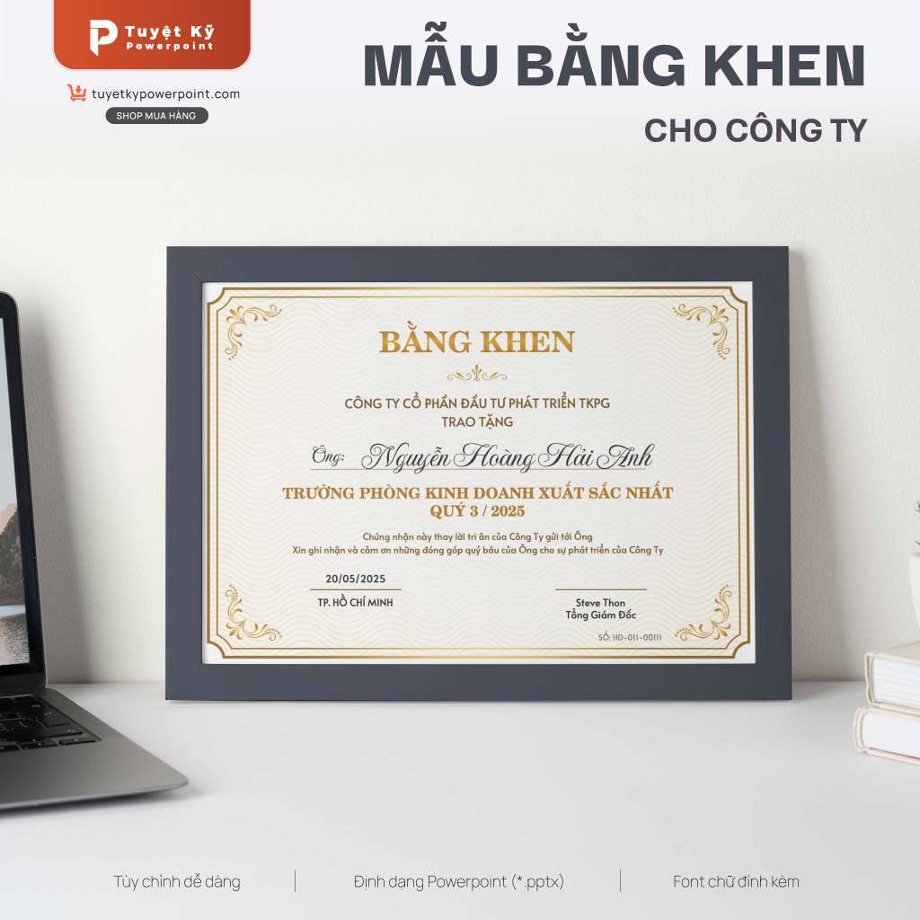 Mẫu Bằng Khen Doanh Nghiệp