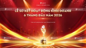 backdrop banner lễ sơ kết hoạt động kinh doanh