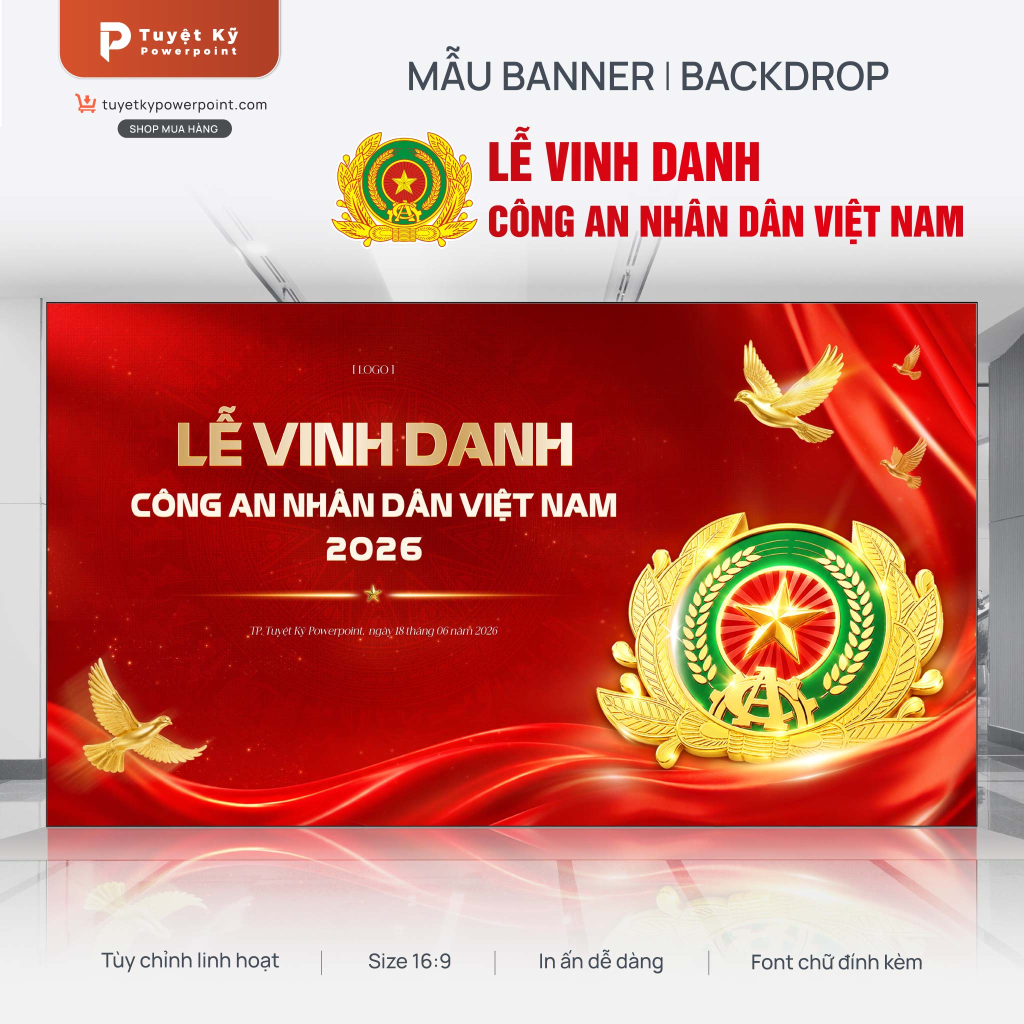 Backdrop lễ vinh danh công an