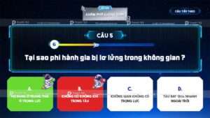 mẫu câu hỏi quiz game khám phá không gian