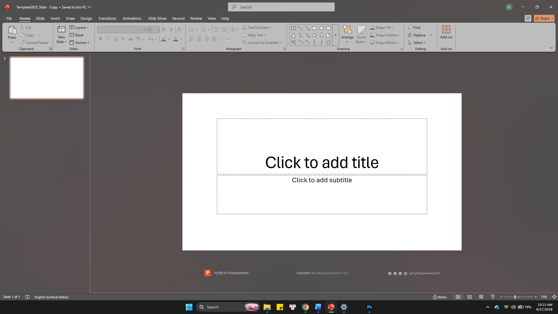 Bước 1: Mở PowerPoint và chọn slide cần tạo sơ đồ