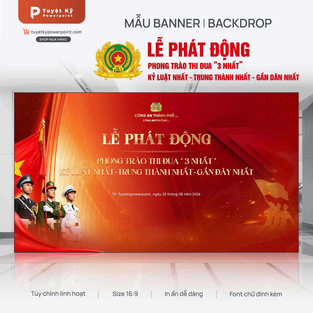 backdrop banner lễ phát động phong trào thi đua 3 nhất