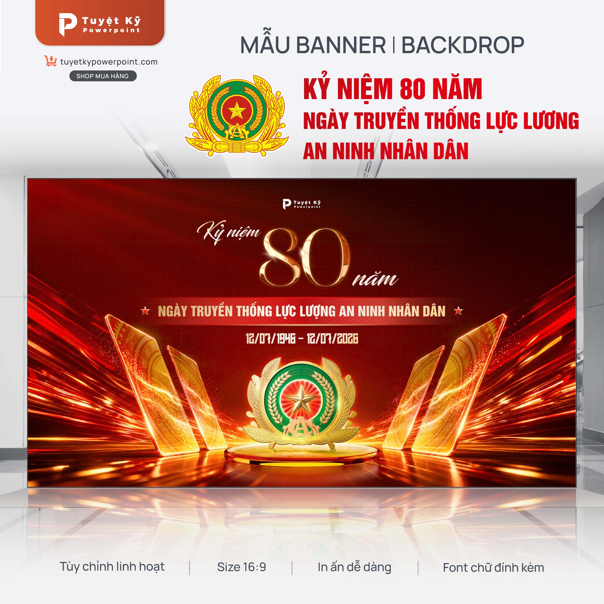 backdrop banner lễ kỷ niệm 80 năm ngày truyền thống lực lượng an ninh nhân dân