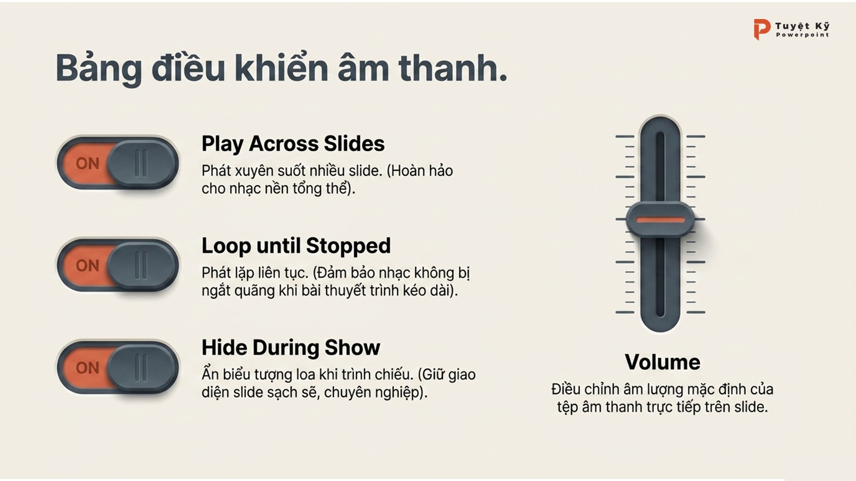 Các tùy chọn phát âm thanh quan trọng