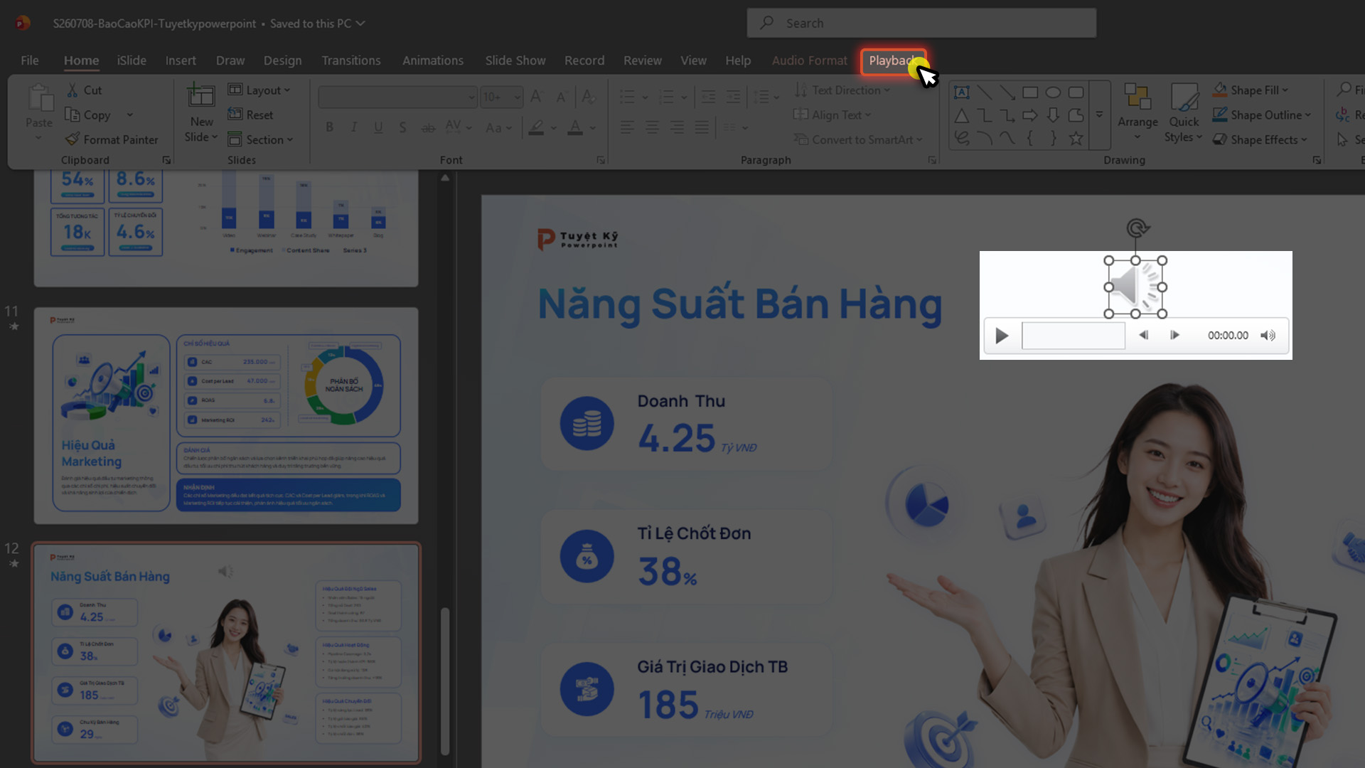 Mở tab Playback