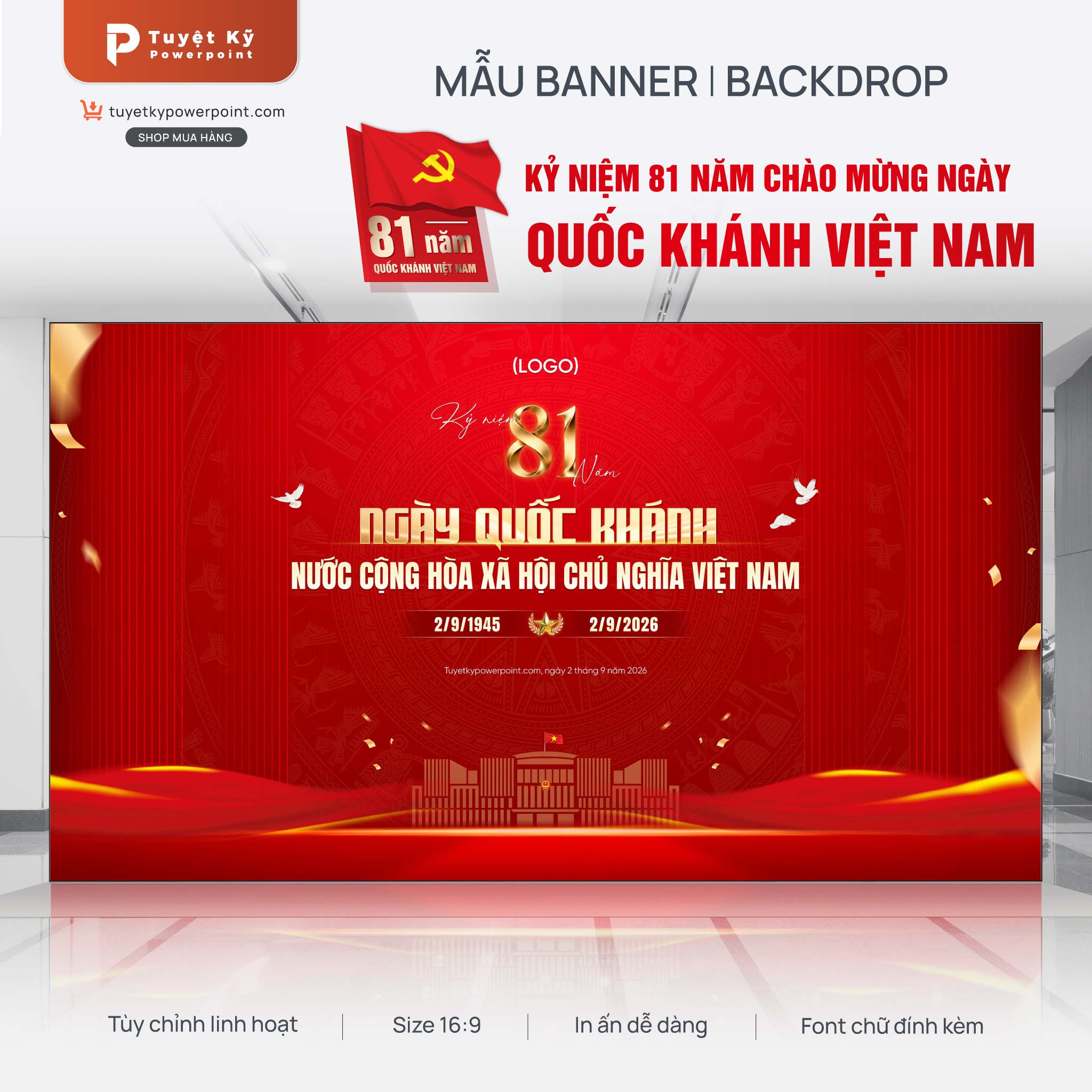 backdrop banner 81 năm ngày quốc khánh việt nam