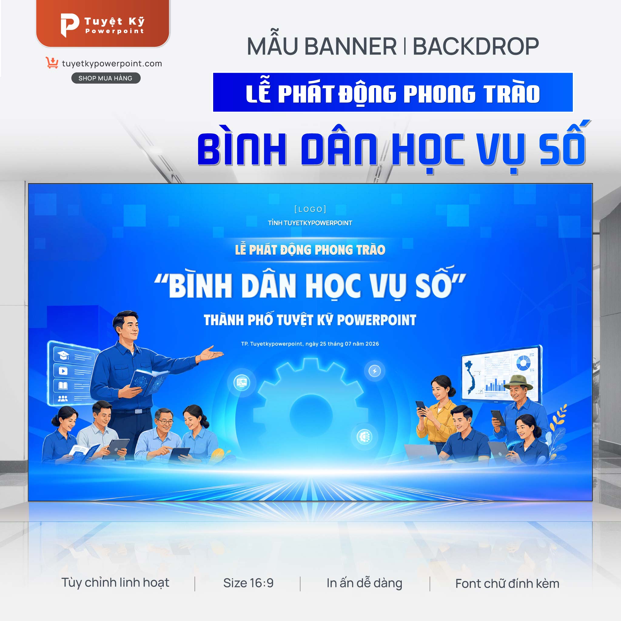 backdrop banner bình dân học vụ sô