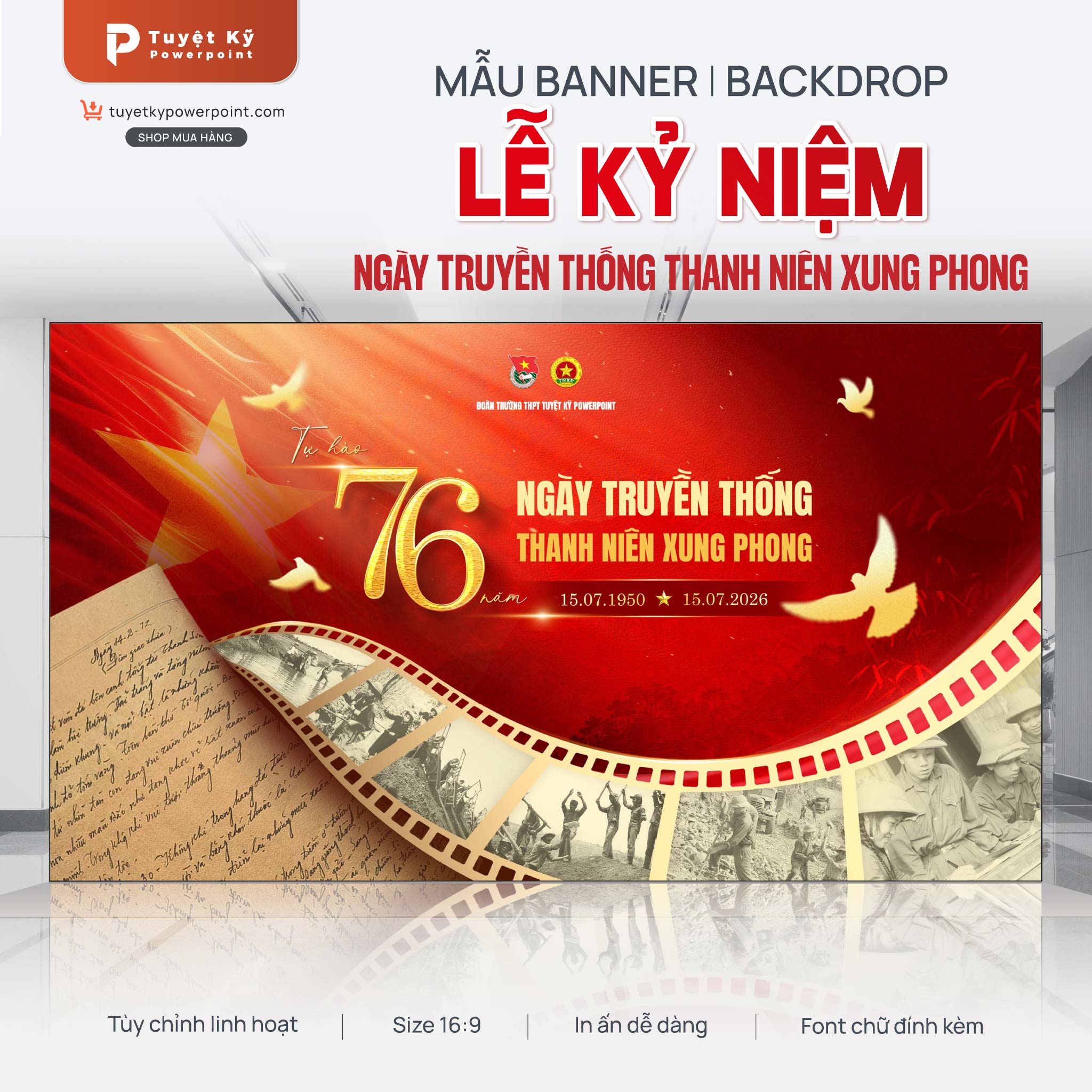 backdrop banner ngày thanh niên xung phong