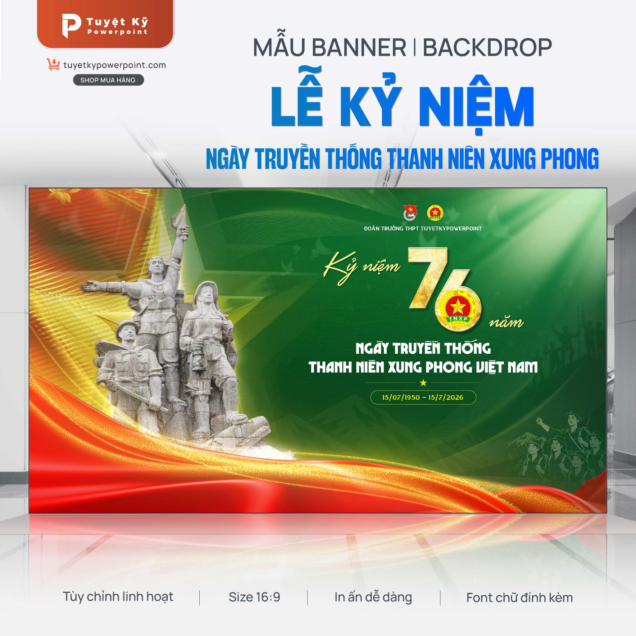 backdrop banner ngày thanh niên xung phong việt nam