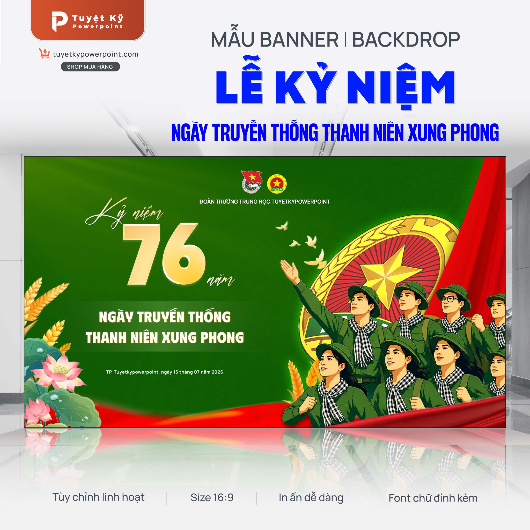 backdrop banner ngày thanh niên xung phong