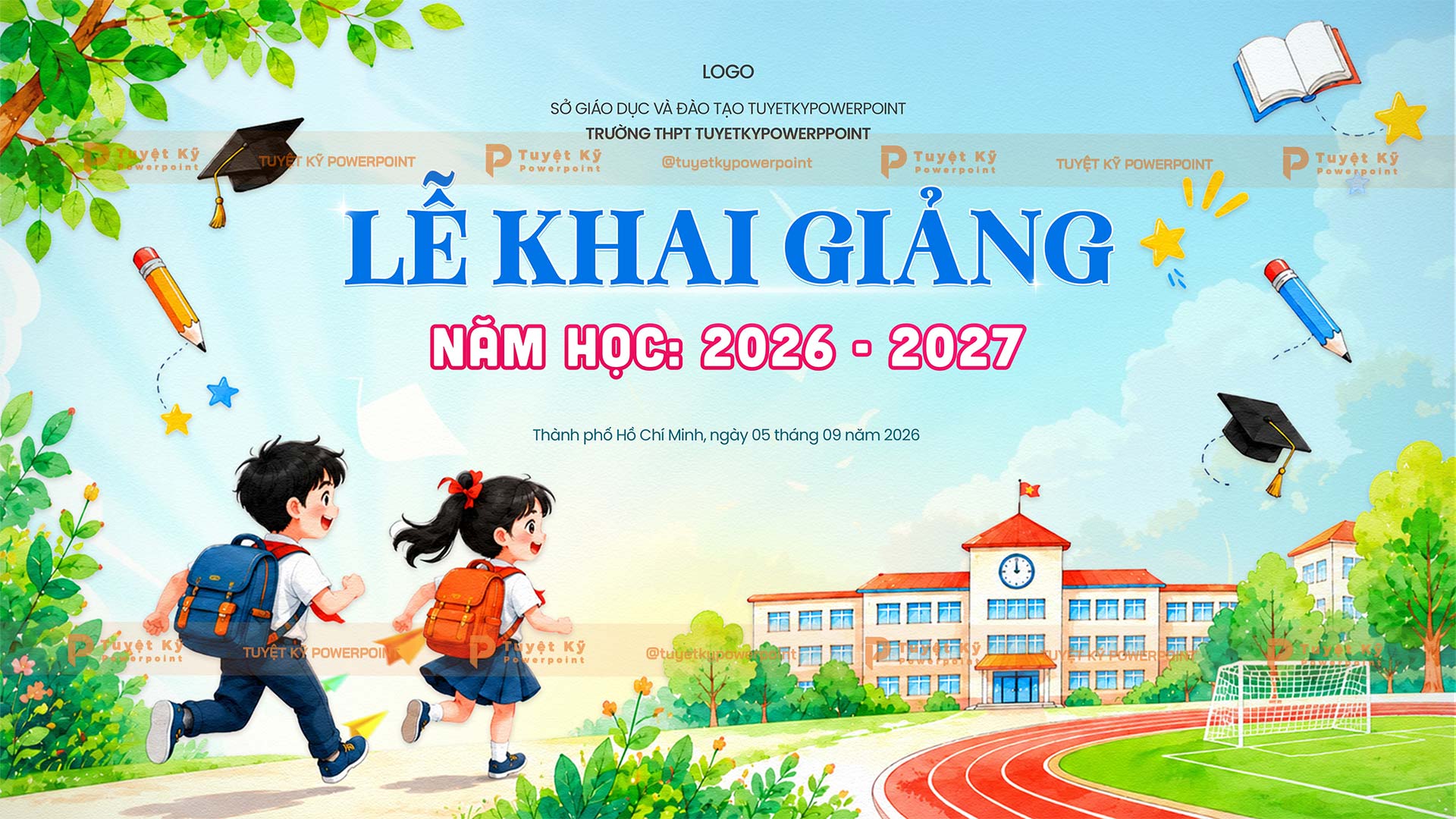 backdrop banner lễ khai giảng