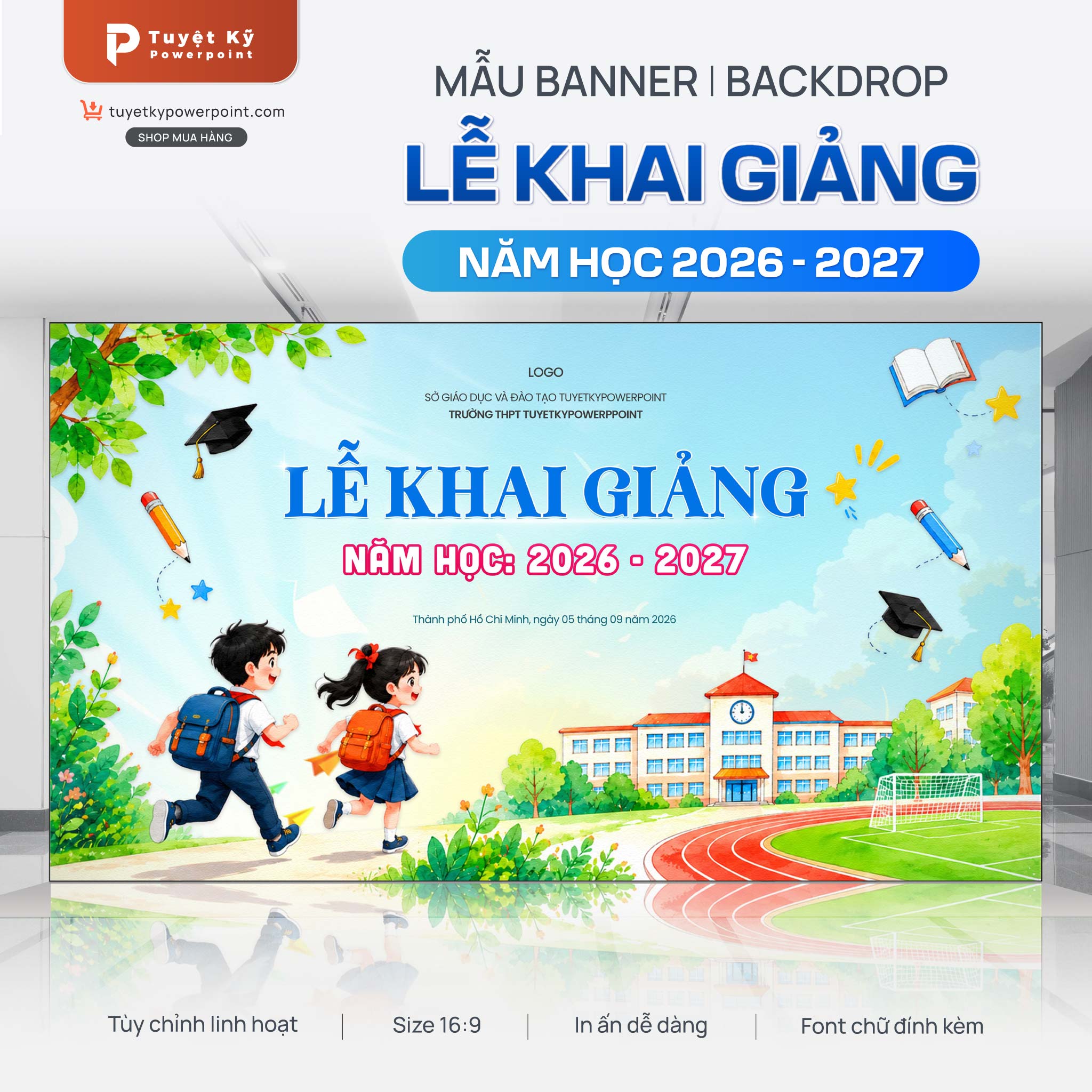 backdrop banner lễ khai giảng