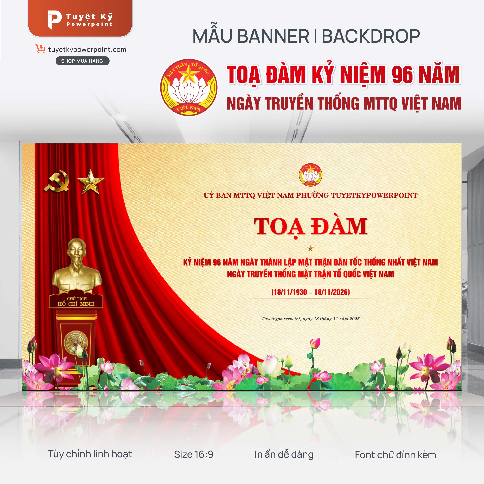 backdrop tọa đàm ngay mặt trận tổ quốc việt nam