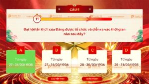 mẫu câu 4 đáp án bài trắc nghiệm về đại hội đảng