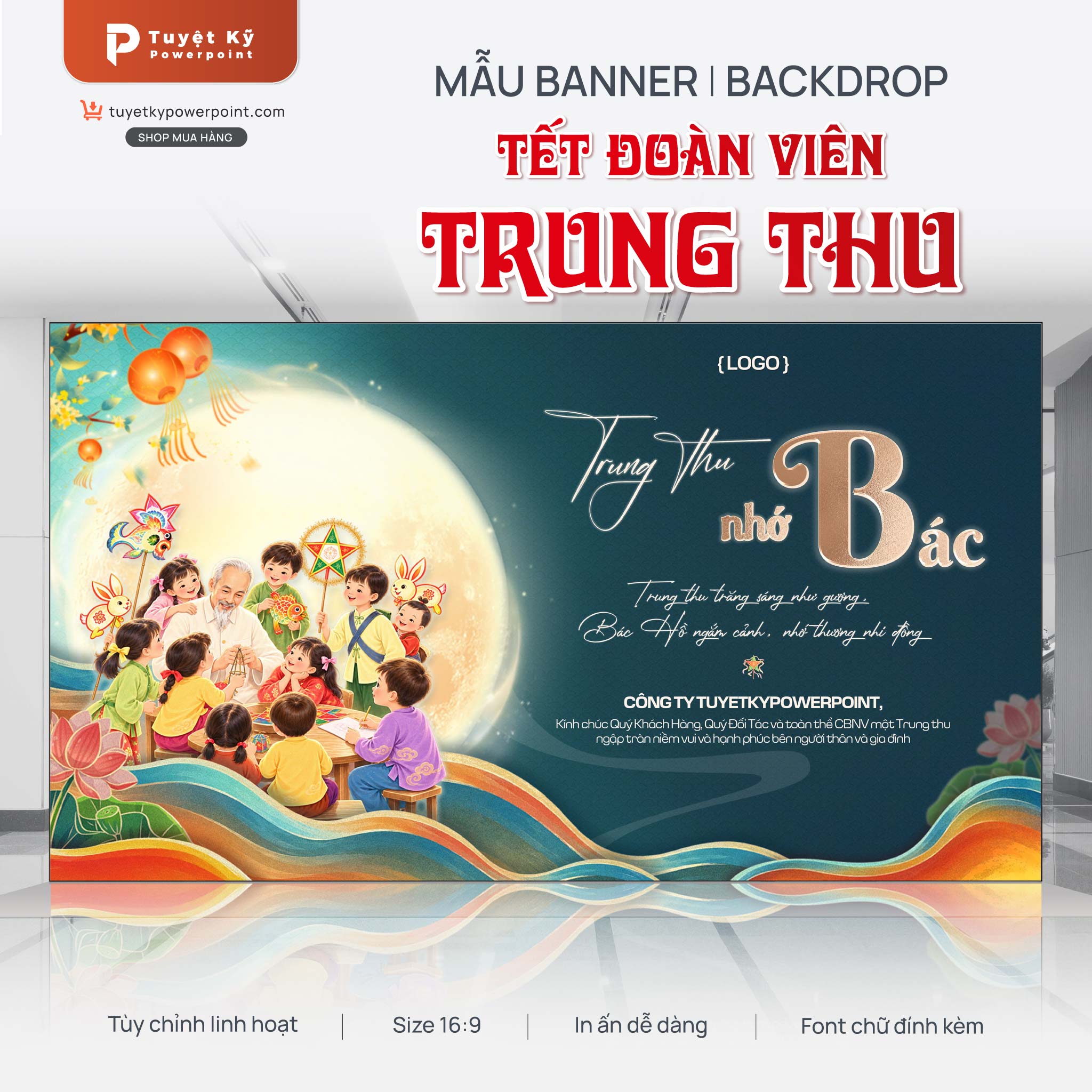 backdrop trung thu bác hồ thiếu nhi