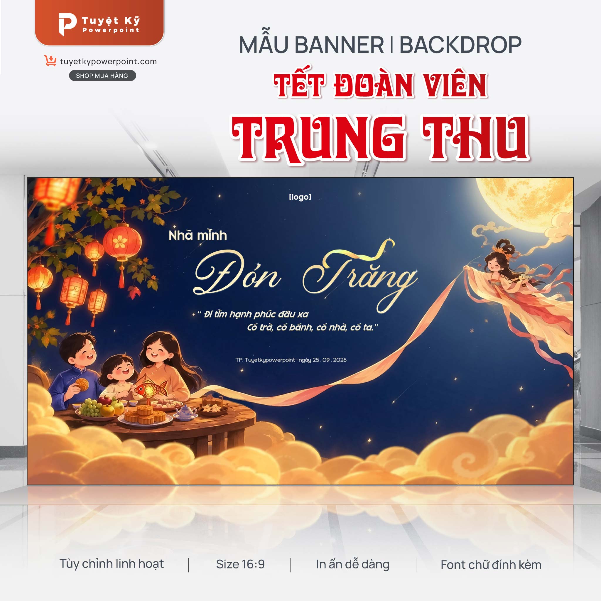 backdrop trung thu đoàn viên