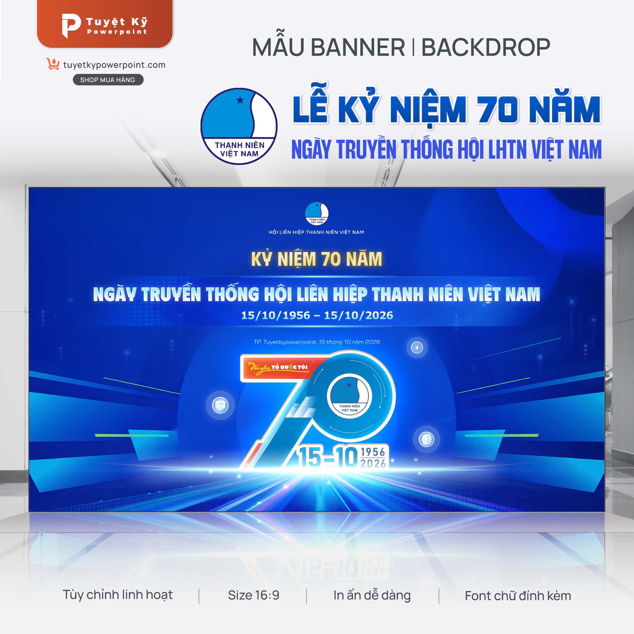 backdrop 70 năm ngày hội liên hiệp thanh niên việt nam